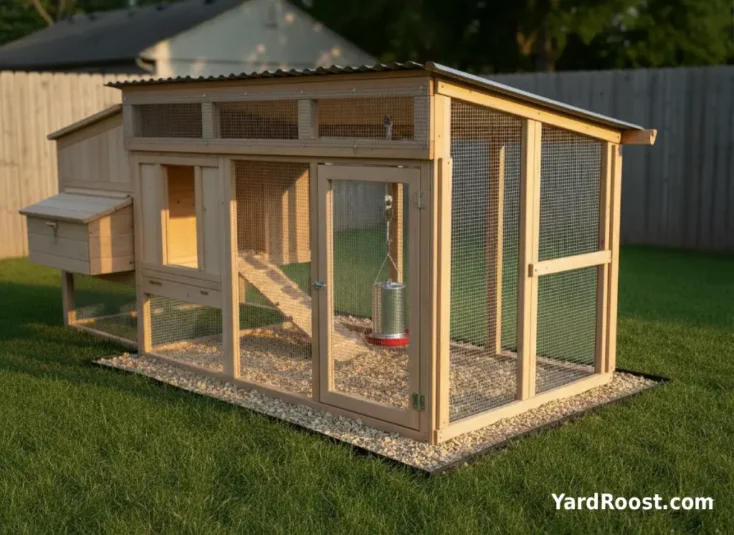 Chicken coop with metal roof