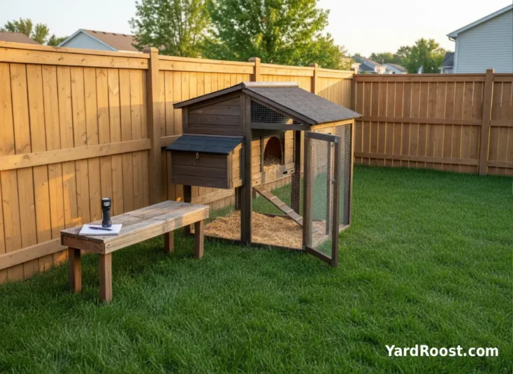 Coop-side checklist tools—flashlight, notepad