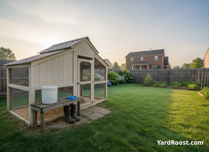 Biosecurity setup outside a coop