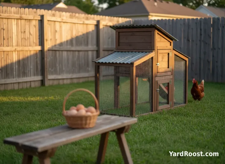 Basket of large brown eggs collected from a backyard Rhode Island Red hen.
